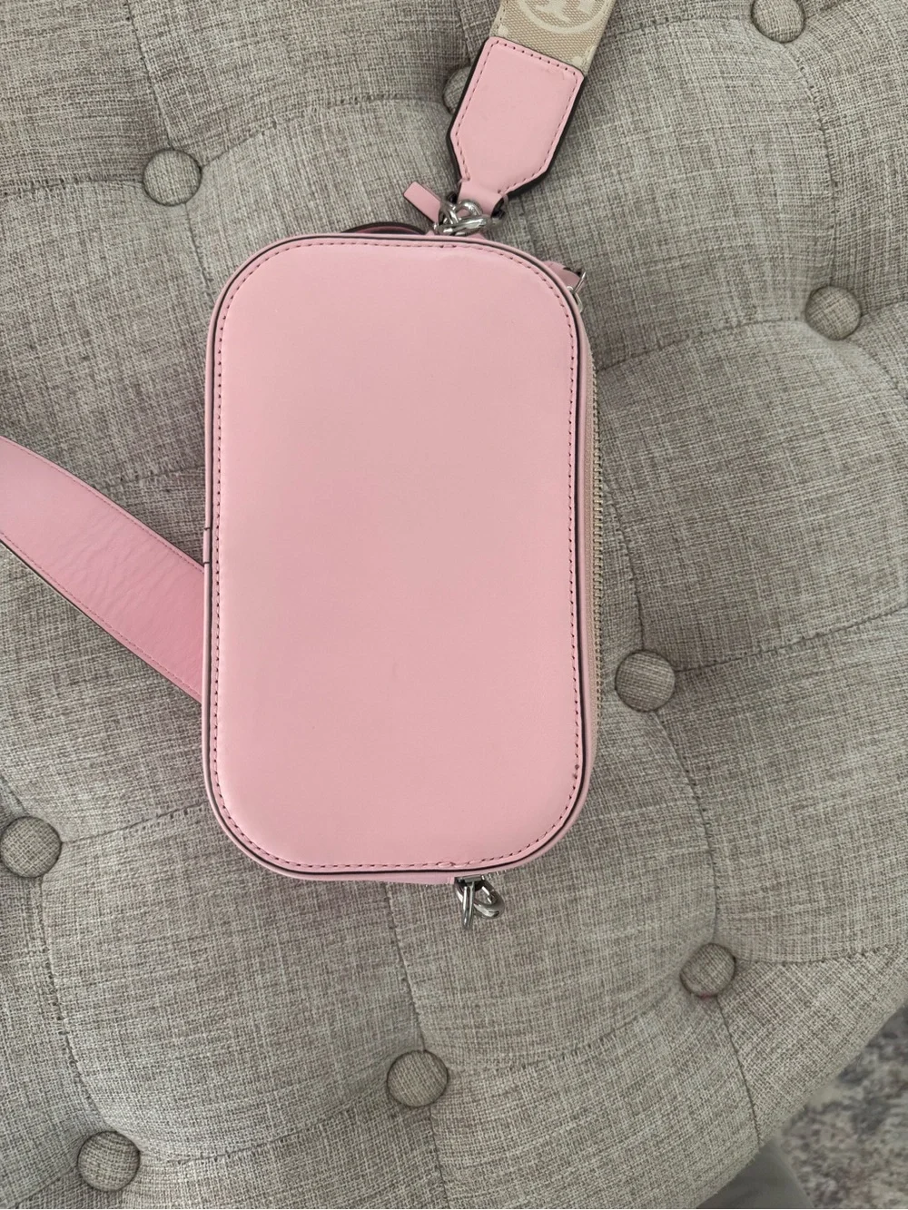 Tory Burch Blush Pink Leather Logo Crossbody